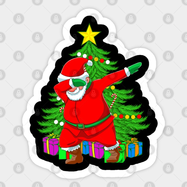Dab Santa Christmas Tree Dabbing St Nicholas Xmas Sticker by TheAparrelPub